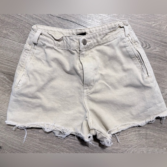 Miou Muse Pants - Frayed Off-white Jean Shorts